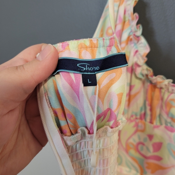 NWT Shore Brand "Sicily" Dress Pastel Paisley Women's Size Large Made in USA - Picture 7 of 14